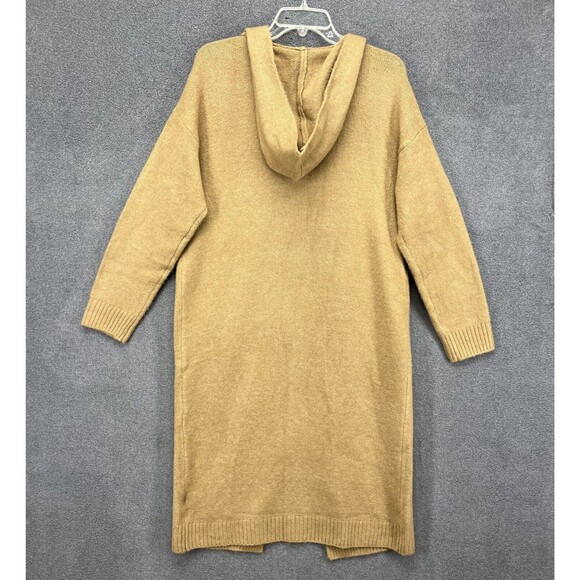 &merci Cardigan women Small Tan Hooded knit open front oversized maxi soft - Picture 2 of 16